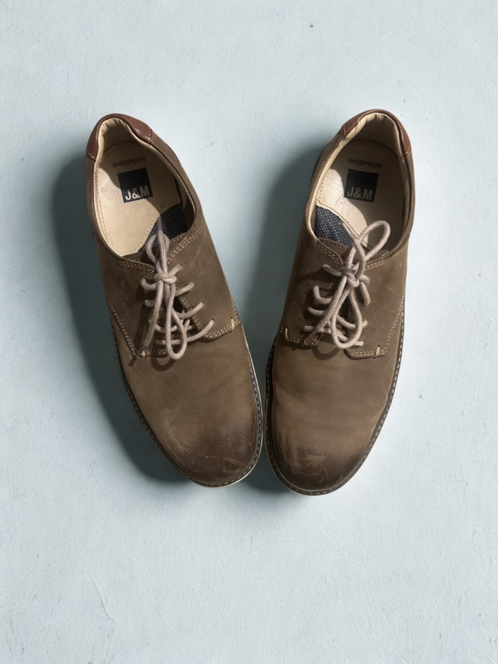 Johnston & Murphy Taupe Leather Derby Shoes